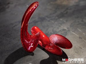 FIAT 500 Steering Wheel Trim - Lateral Side Trim Set - Carbon Fiber - Red Candy